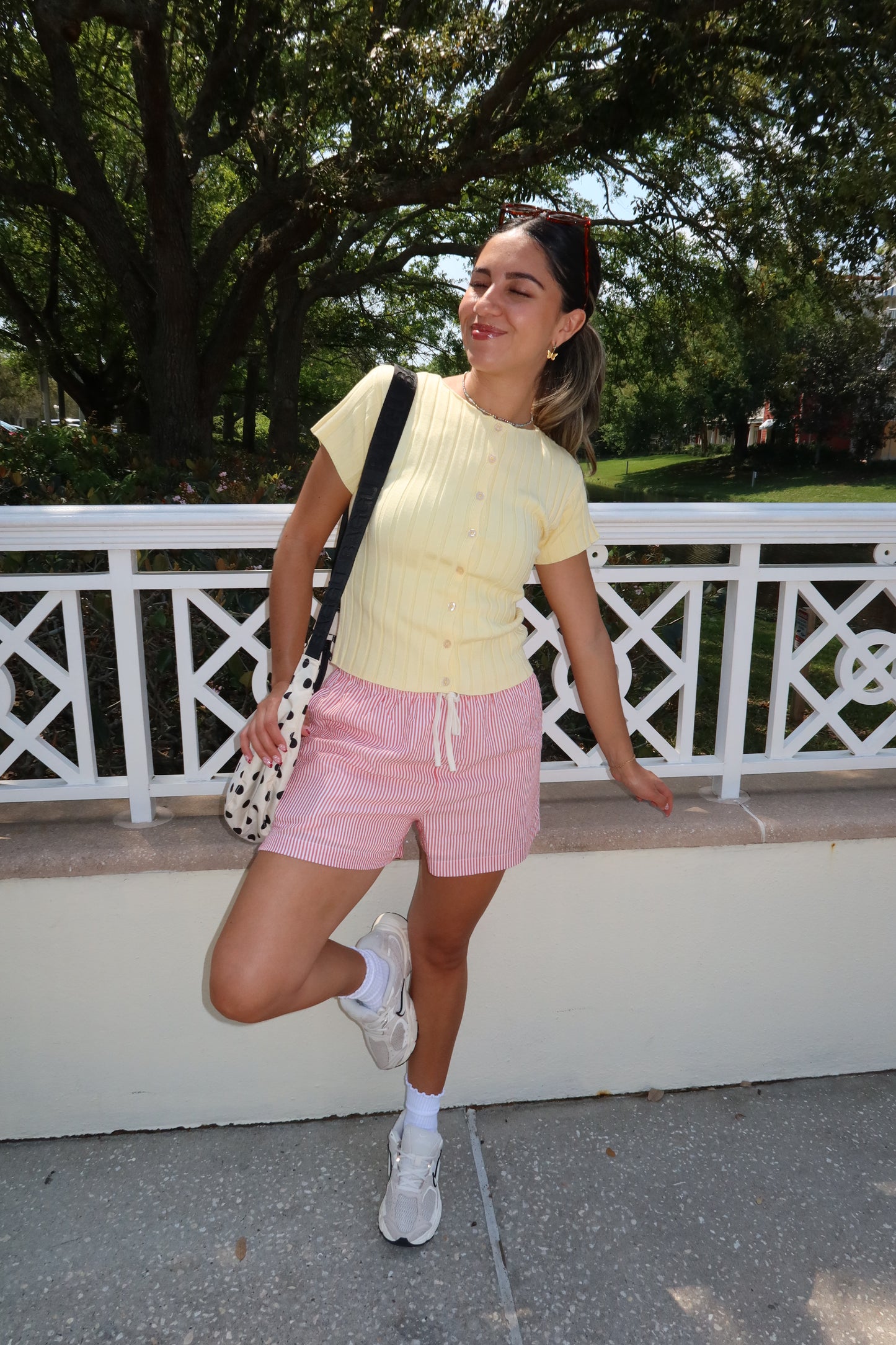 Buttercream Ribbed Button Tee