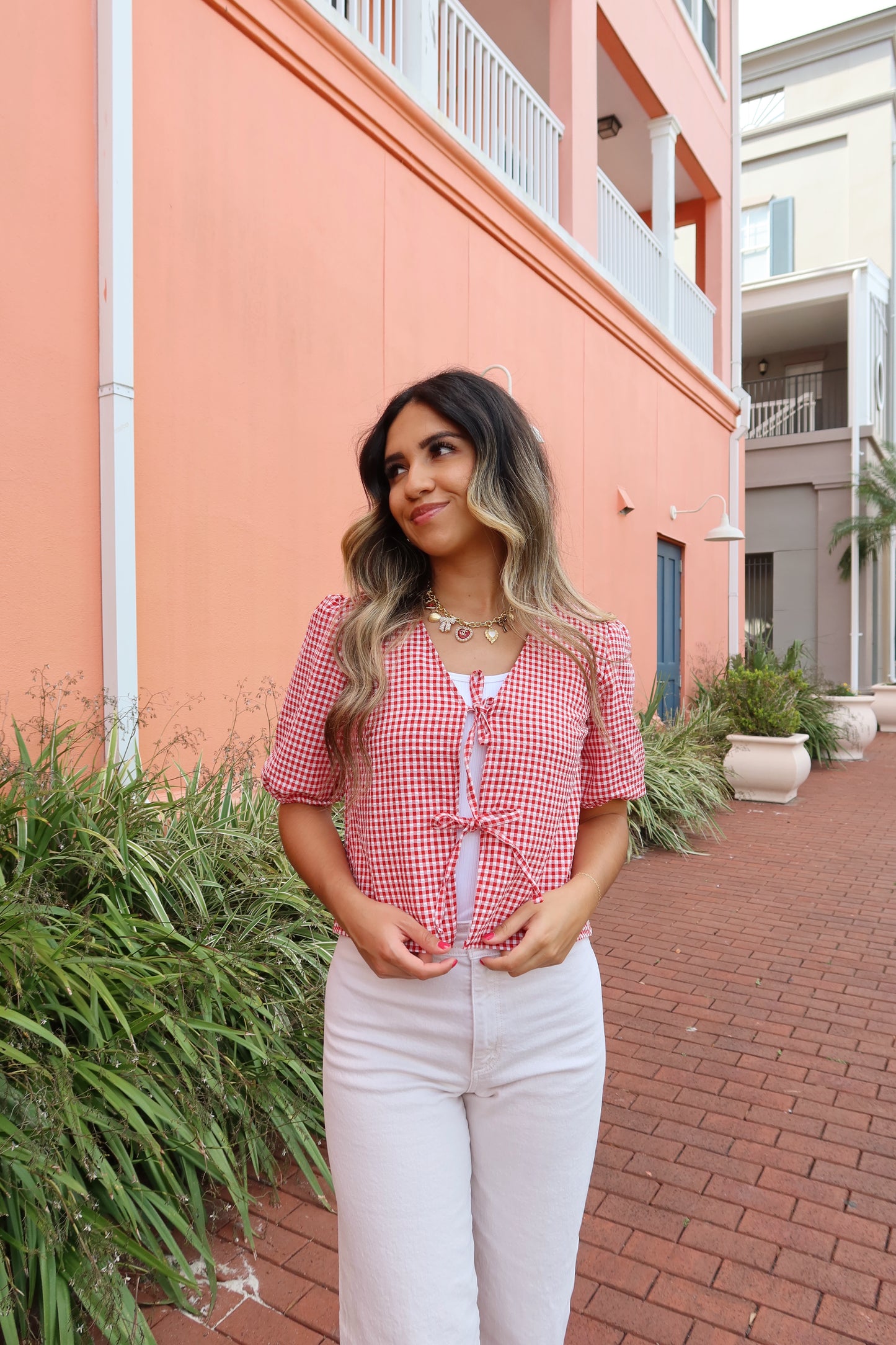Berry Gingham Top