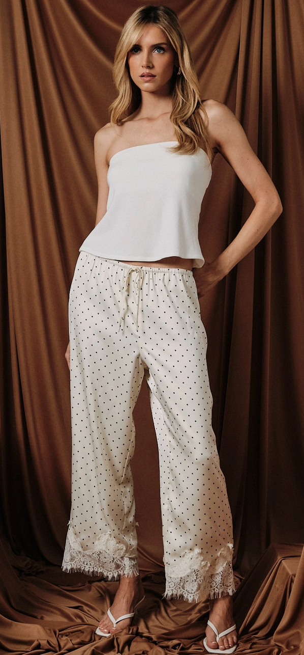 Capri Satin Polka Dot Pants