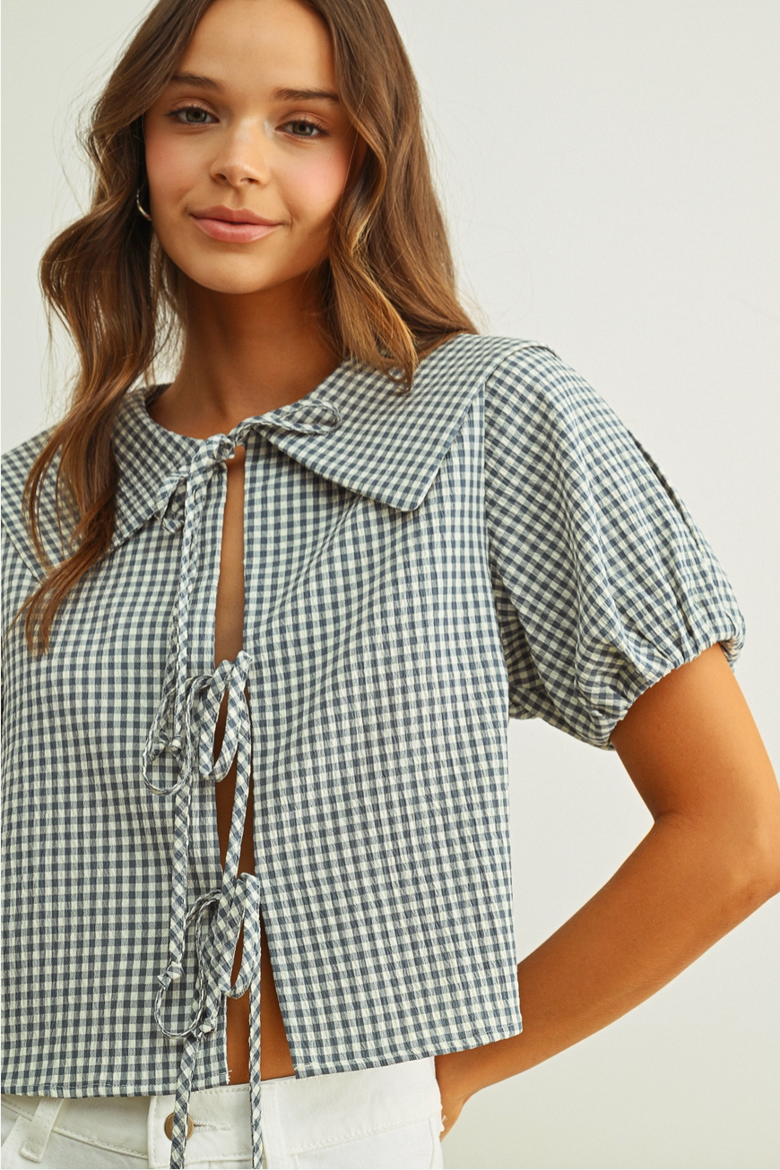 Monroe Gingham Tie Top