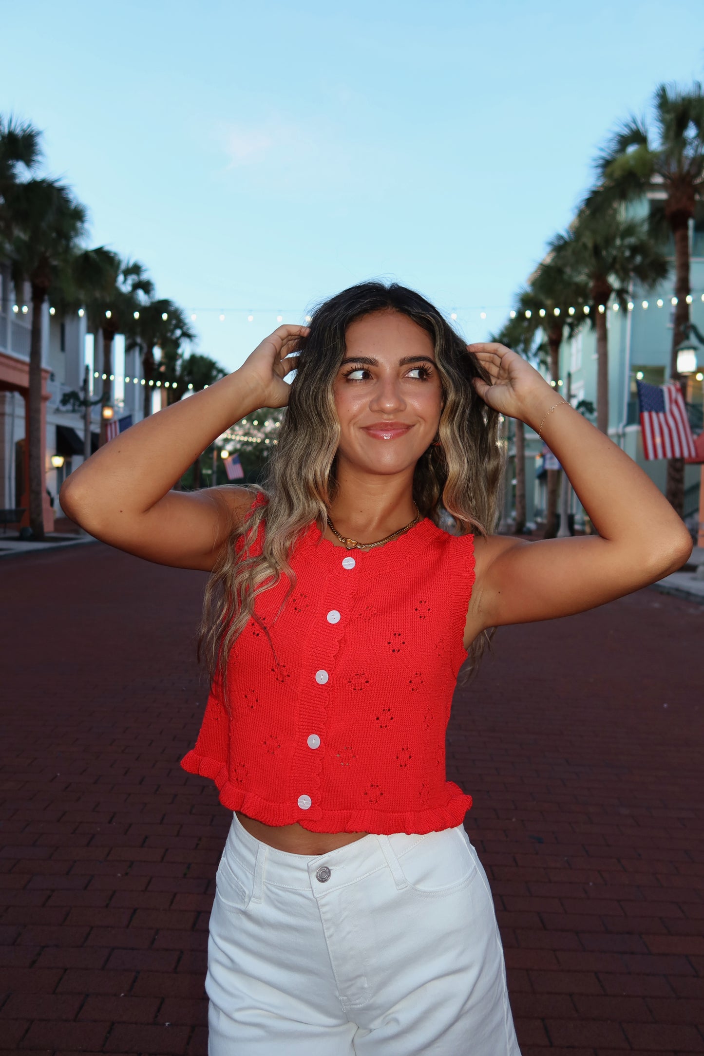 Coastal Breeze Tank-Red