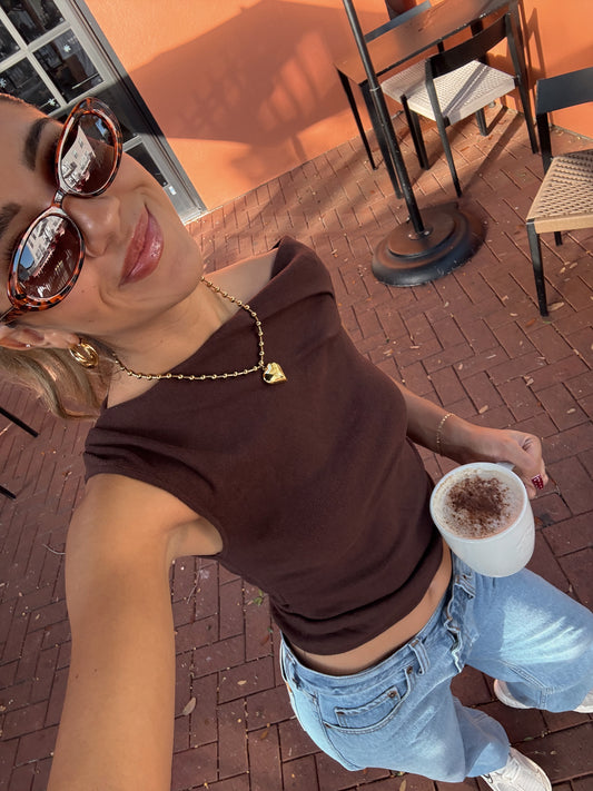 Cleo Off The Shoulder top- Cocoa