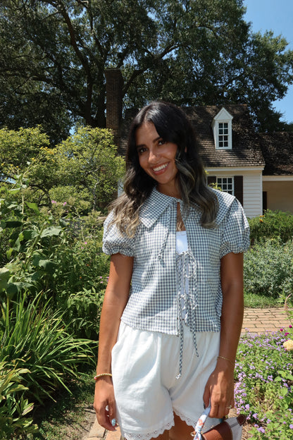 Monroe Gingham Tie Top