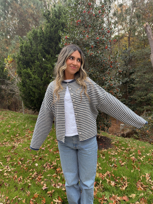 Butterfly Effect Cardigan- Blue Stripe