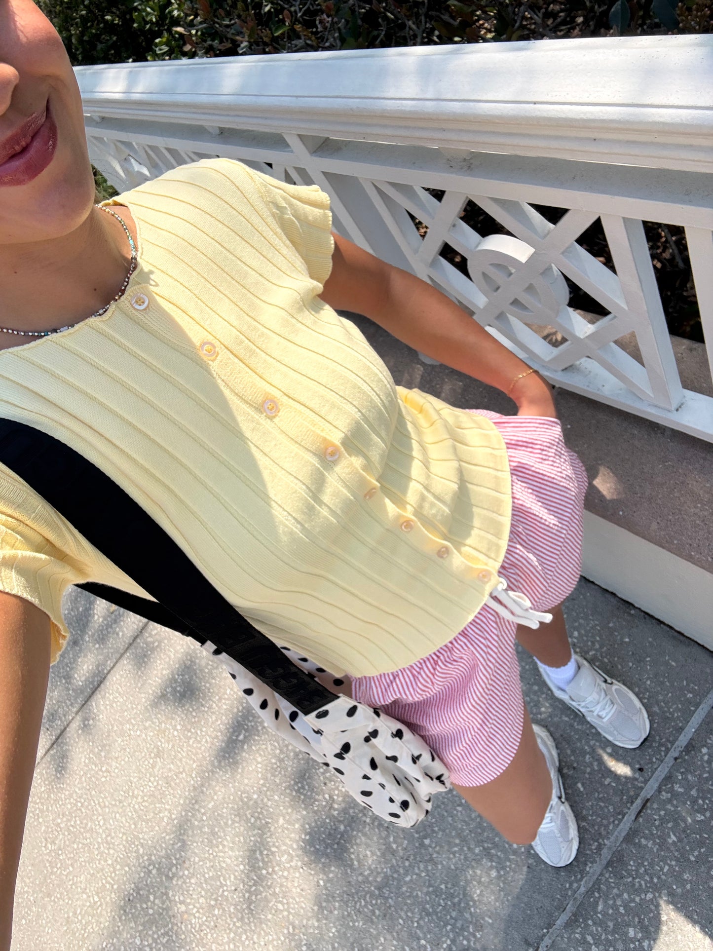 Buttercream Ribbed Button Tee
