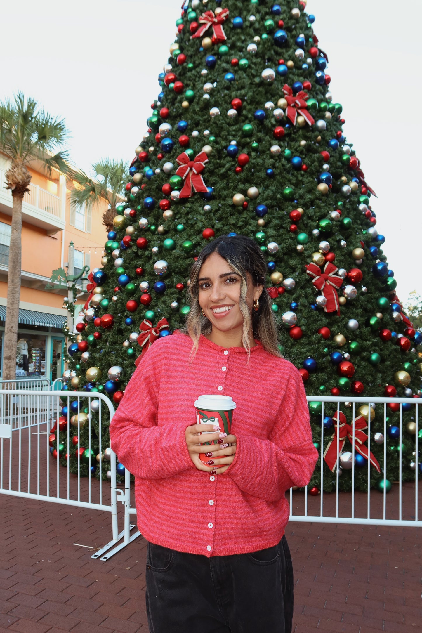 Butterfly Effect Cardigan- Raspberry Stripe