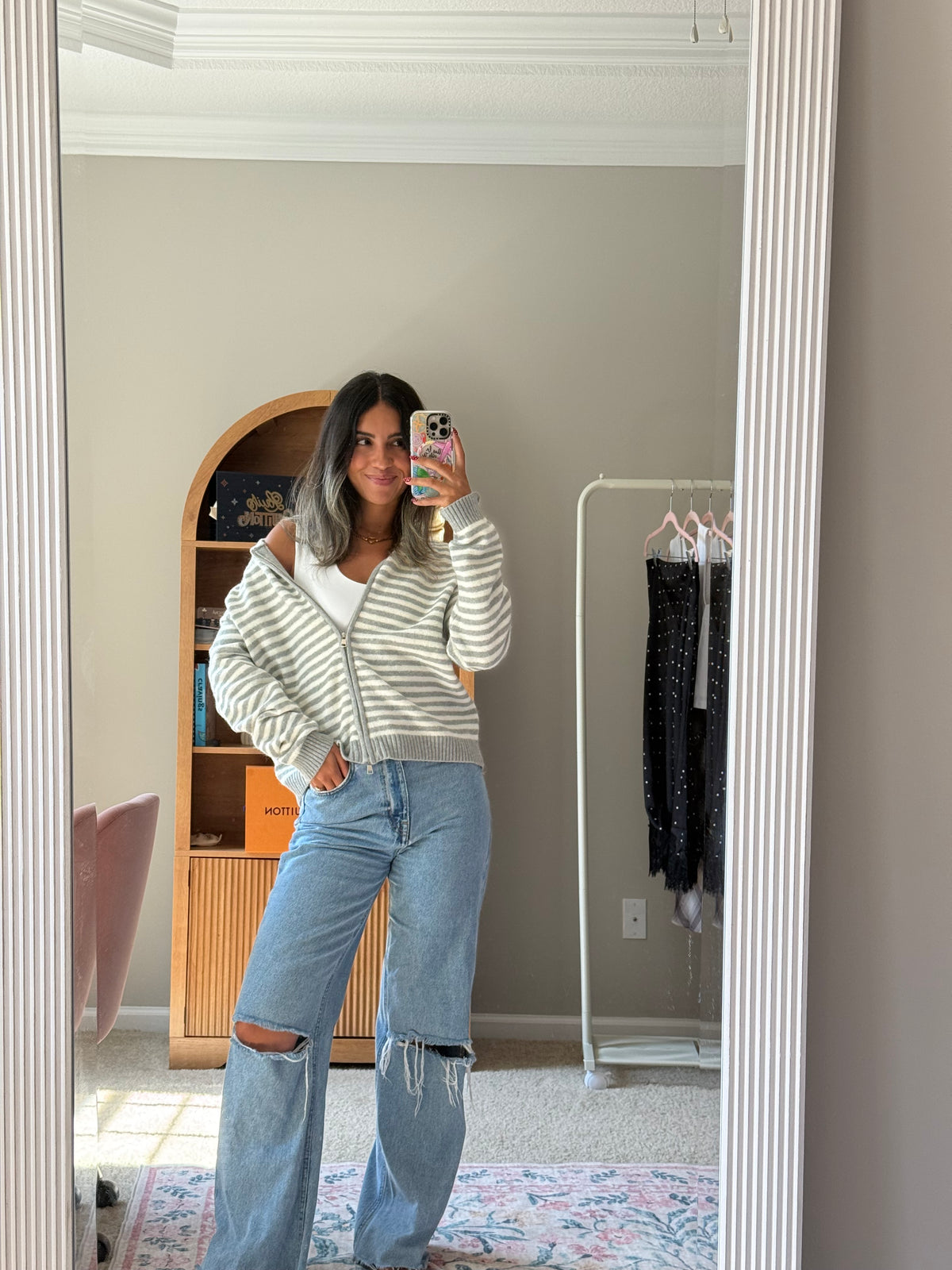 Rory Stripe Jacket- Grey