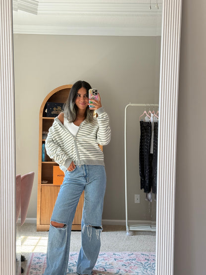 Rory Stripe Jacket- Grey