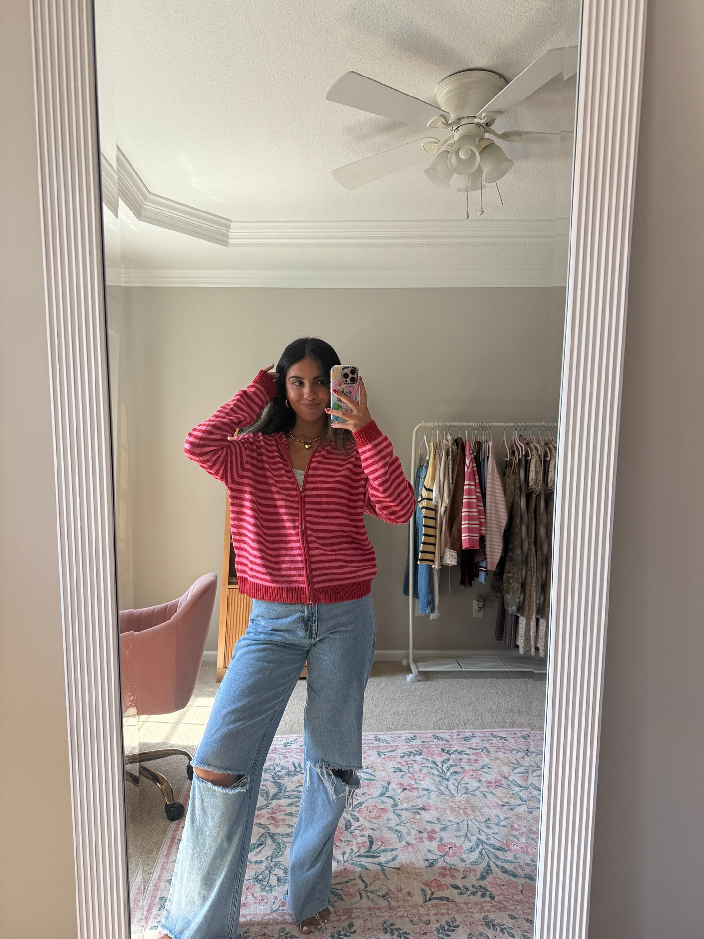 Rory Jacket- Pink and red stripe