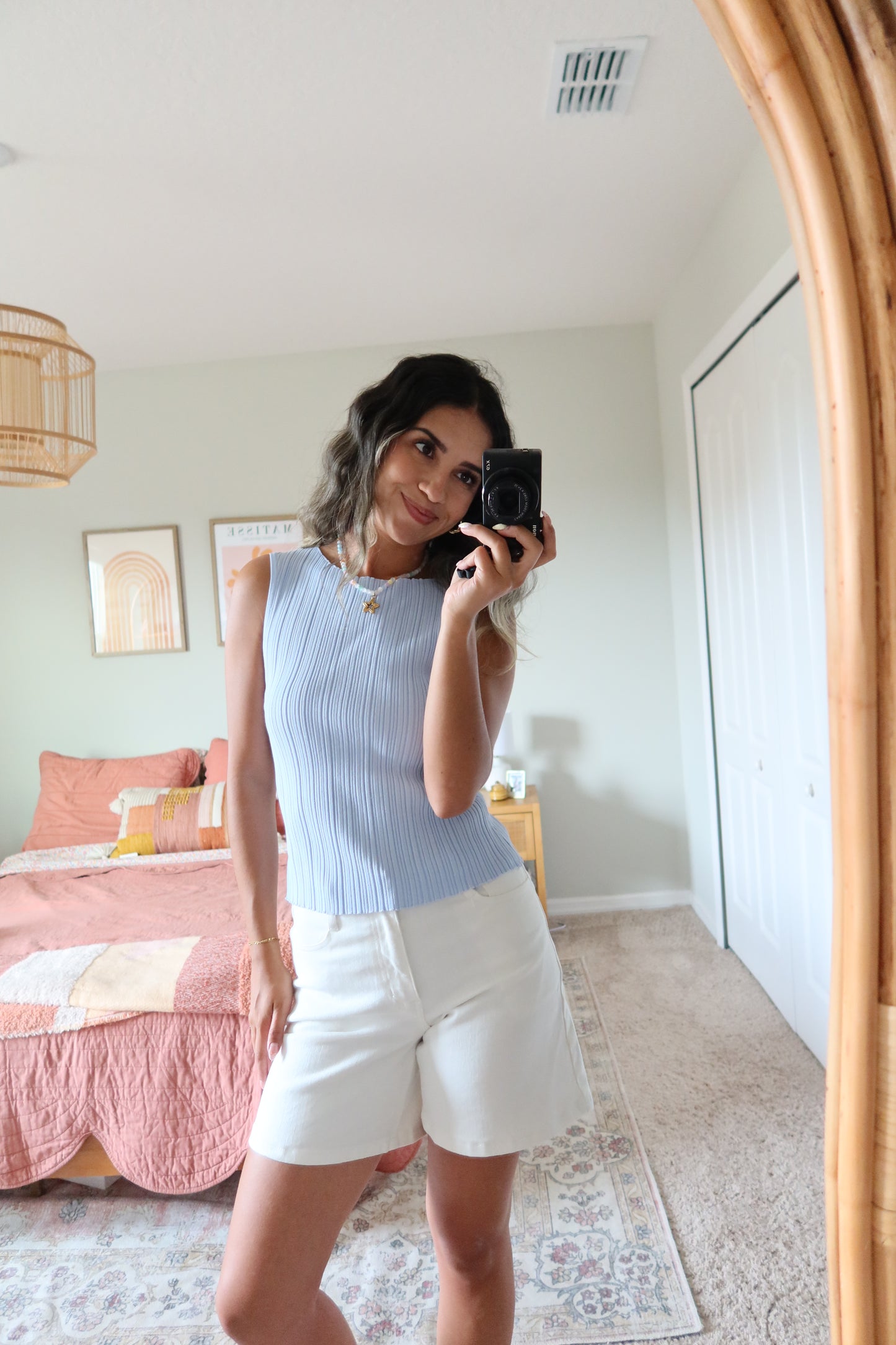 Alana Ribbed Top- Baby Blue