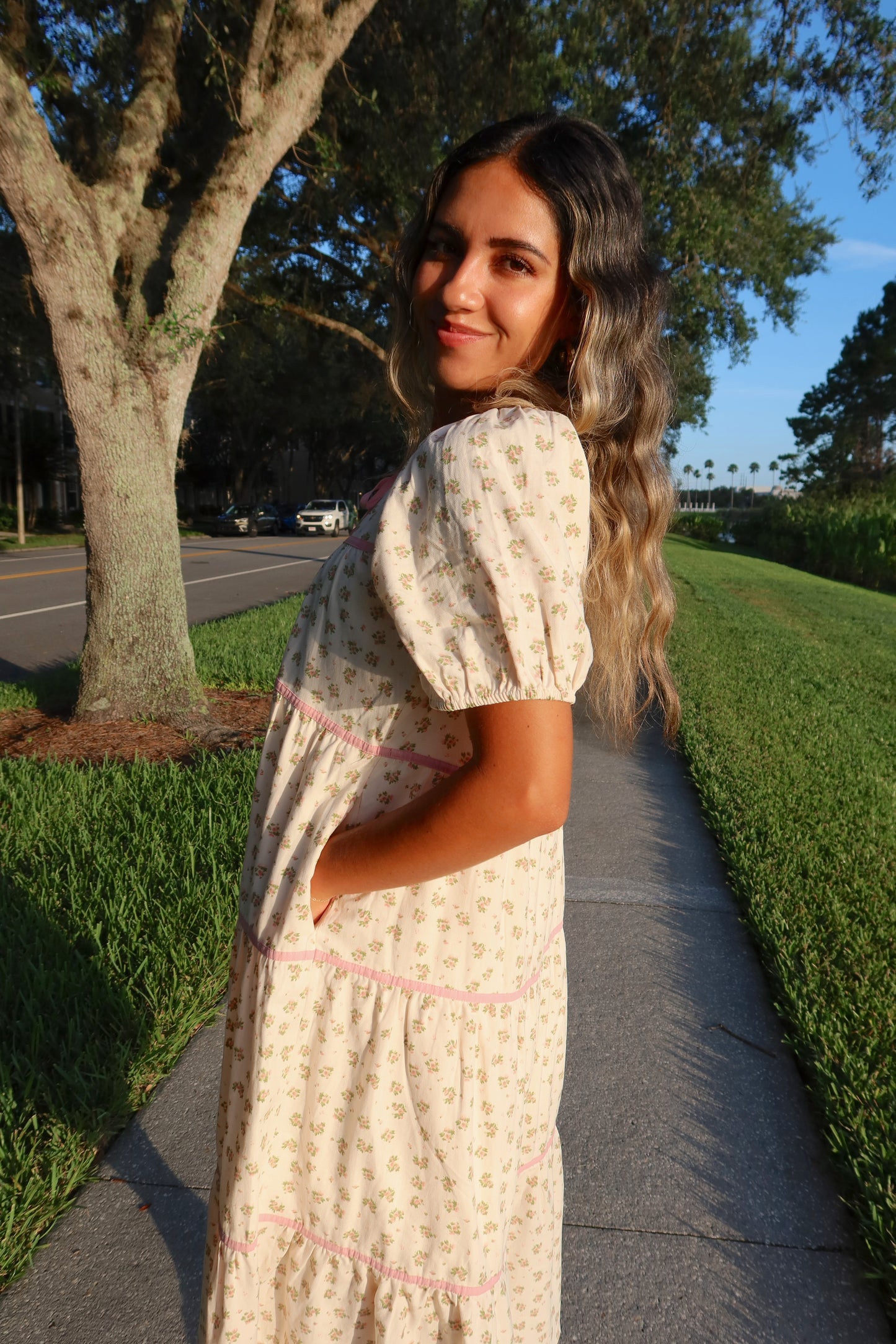 Sweet Meadow Floral Midi Dress