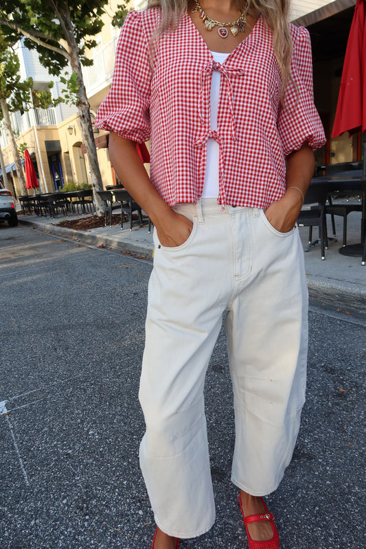 Rory Barrel Jeans- Ivory