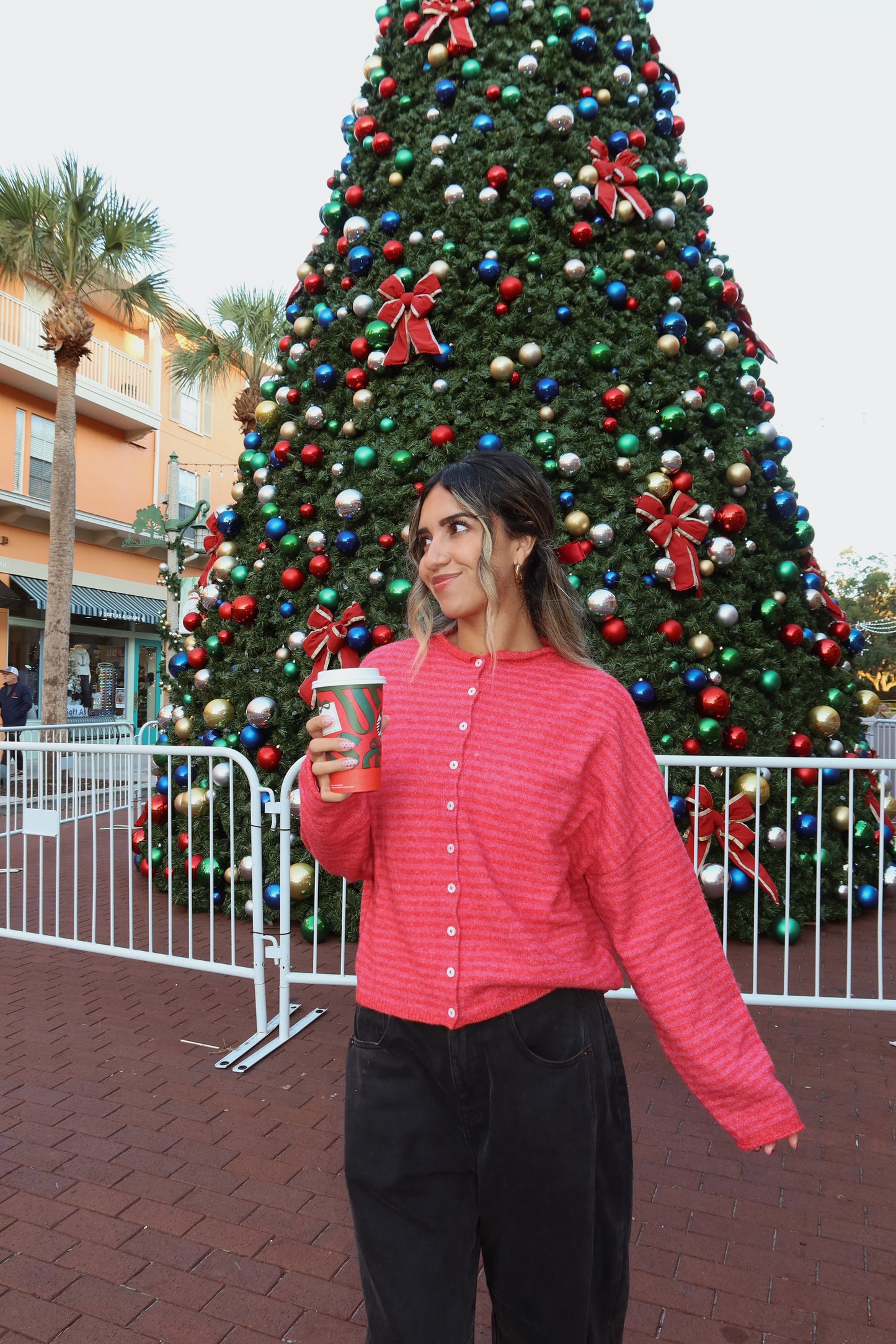 Butterfly Effect Cardigan- Raspberry Stripe