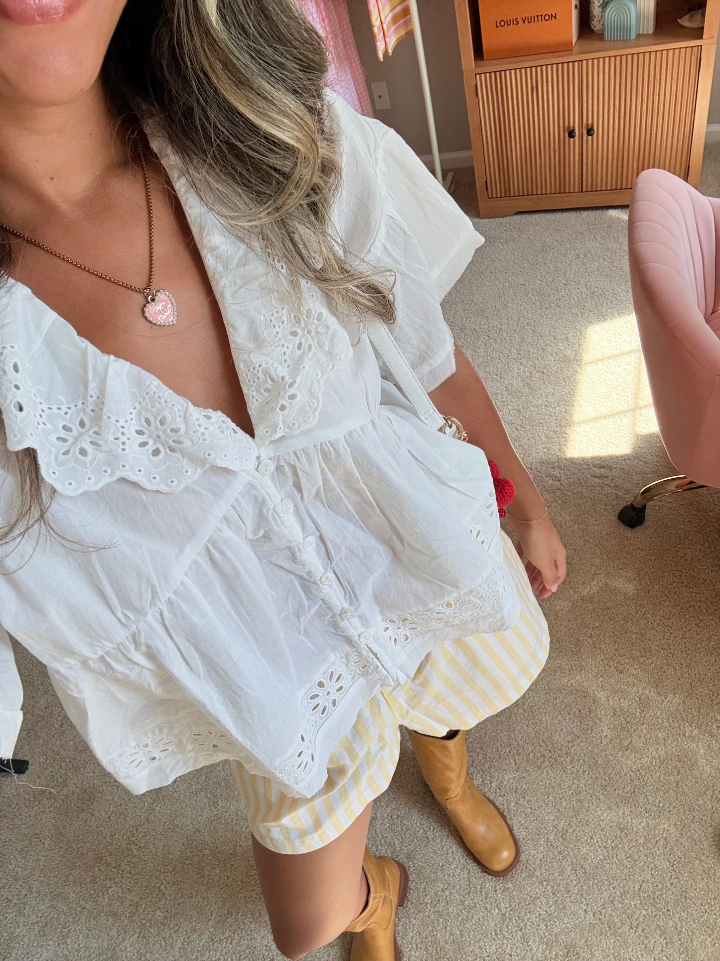 Hazel Eyelet Ruffle Top