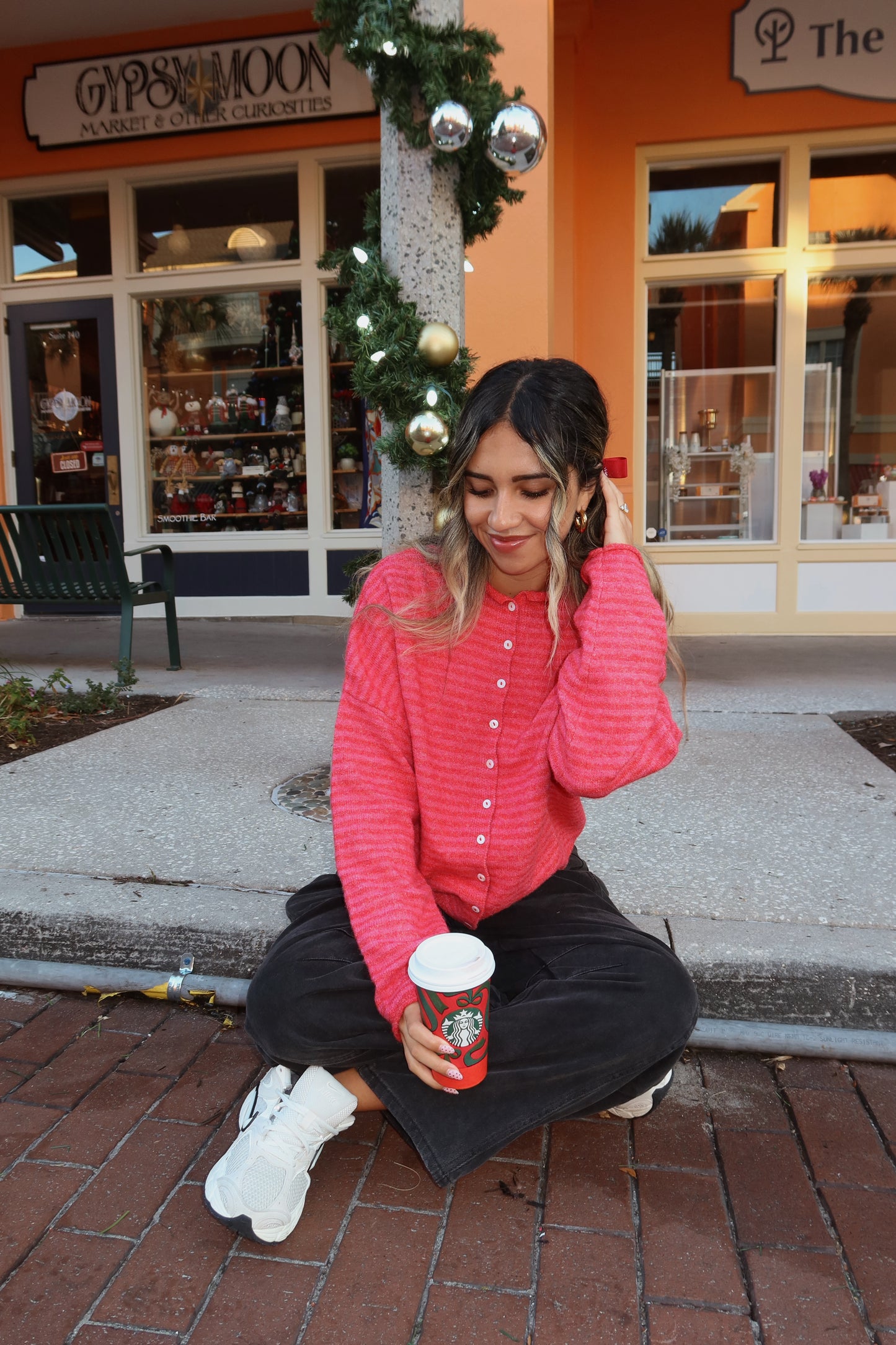 Butterfly Effect Cardigan- Raspberry Stripe