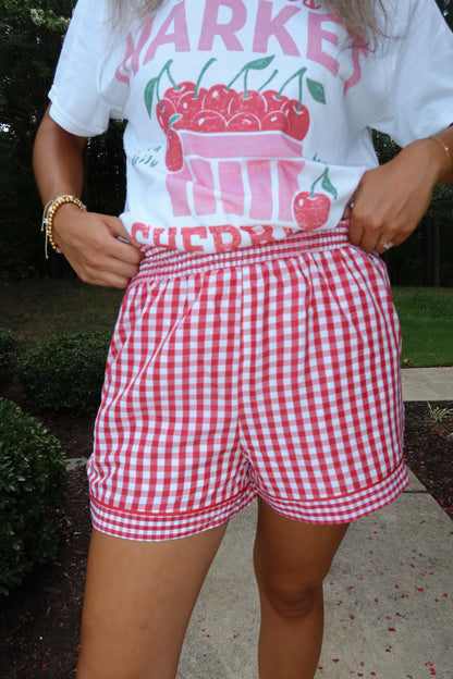 Cherry Picnic Gingham Shorts