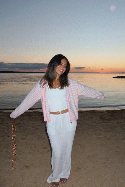 Rory Stripe Jacket- Baby Pink