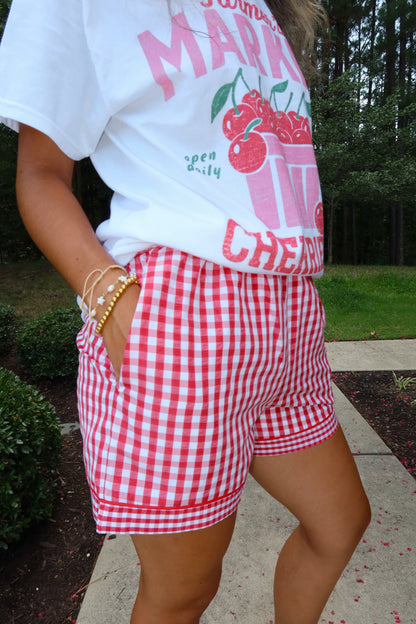 Cherry Picnic Gingham Shorts