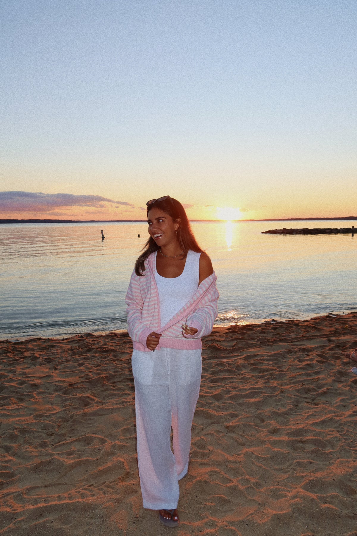 Rory Stripe Jacket- Baby Pink