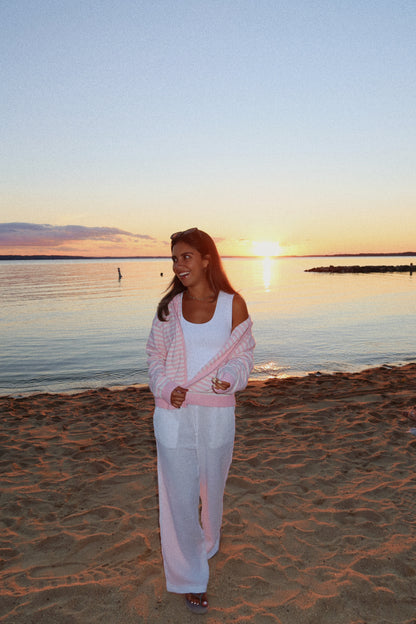 Rory Stripe Jacket- Baby Pink