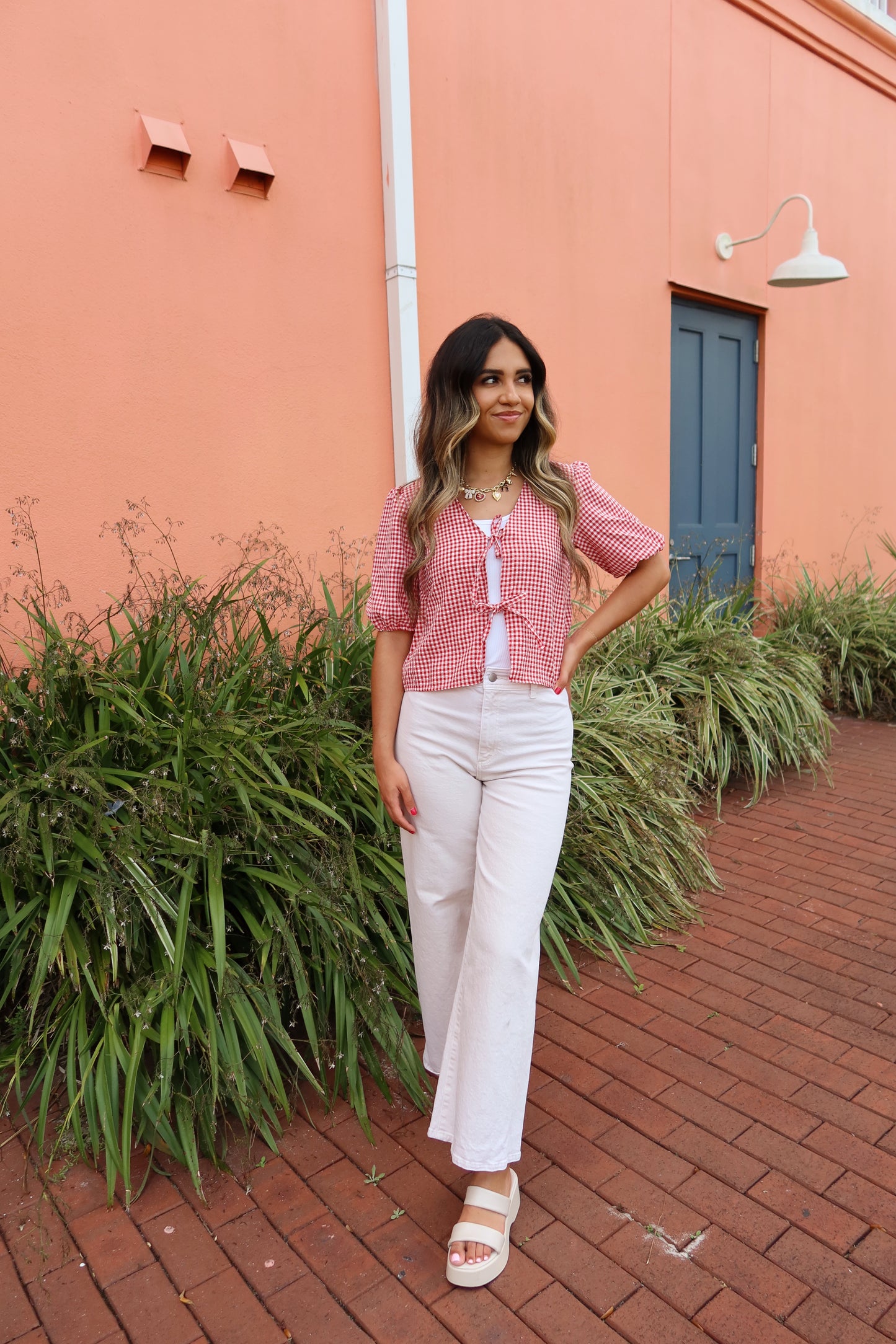 Berry Gingham Top