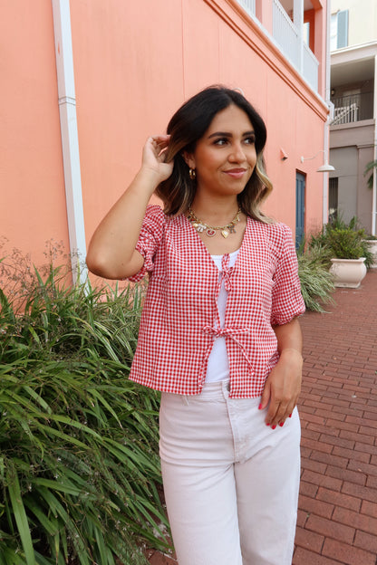 Berry Gingham Top
