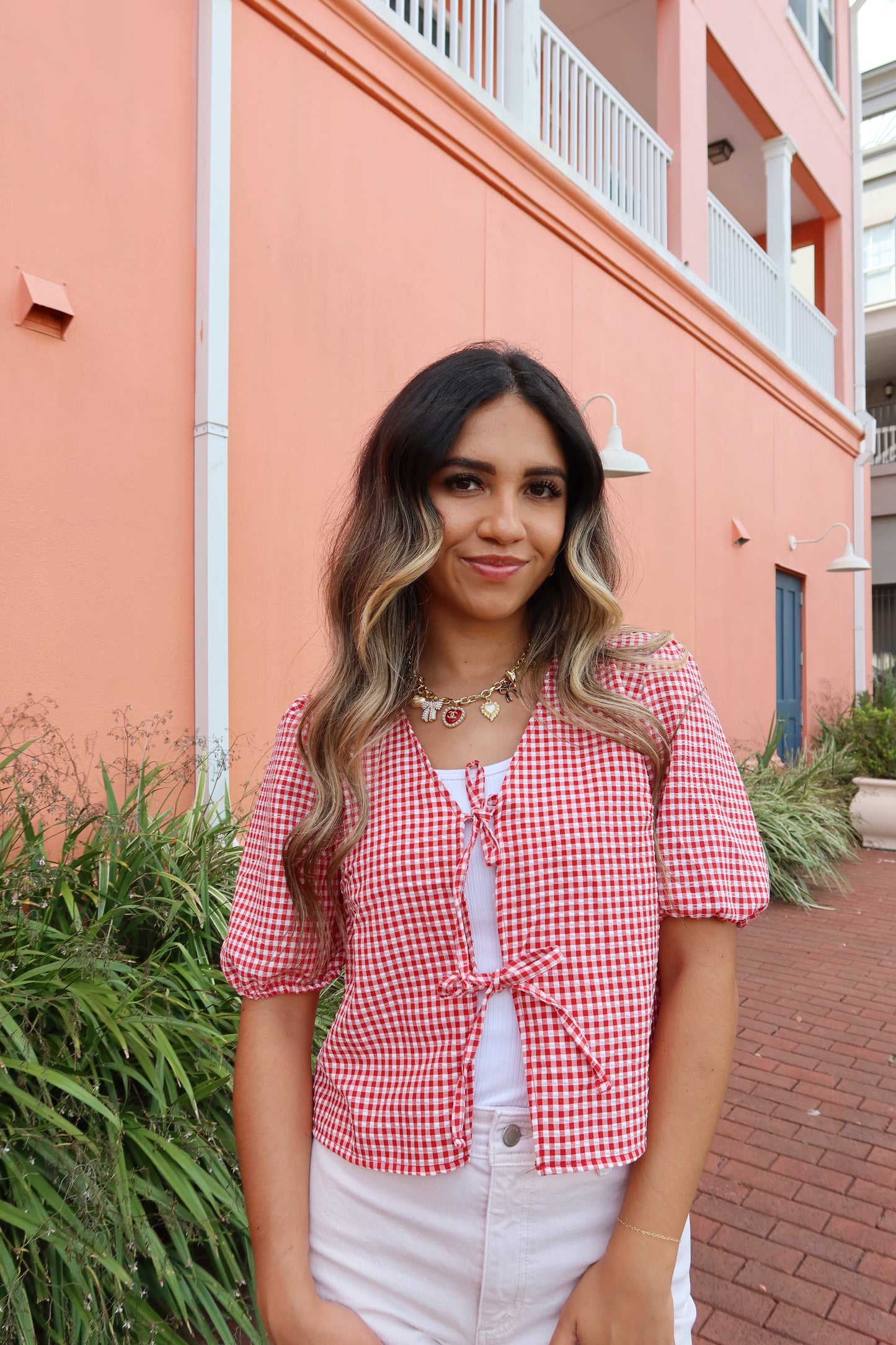 Berry Gingham Top