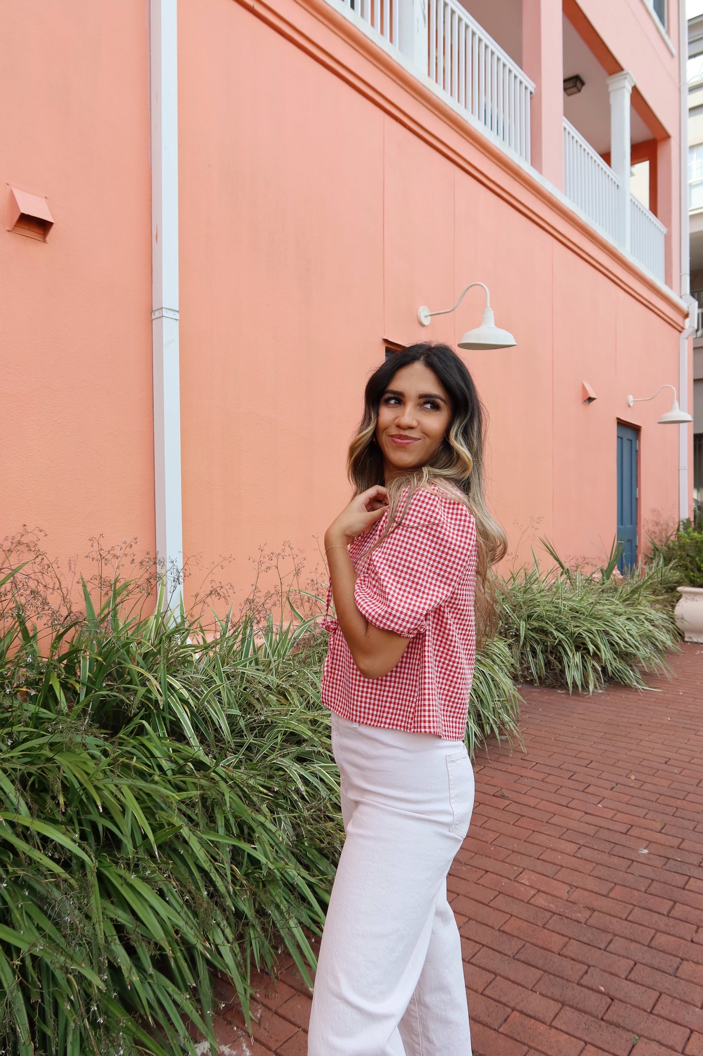 Berry Gingham Top