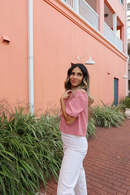 Berry Gingham Top