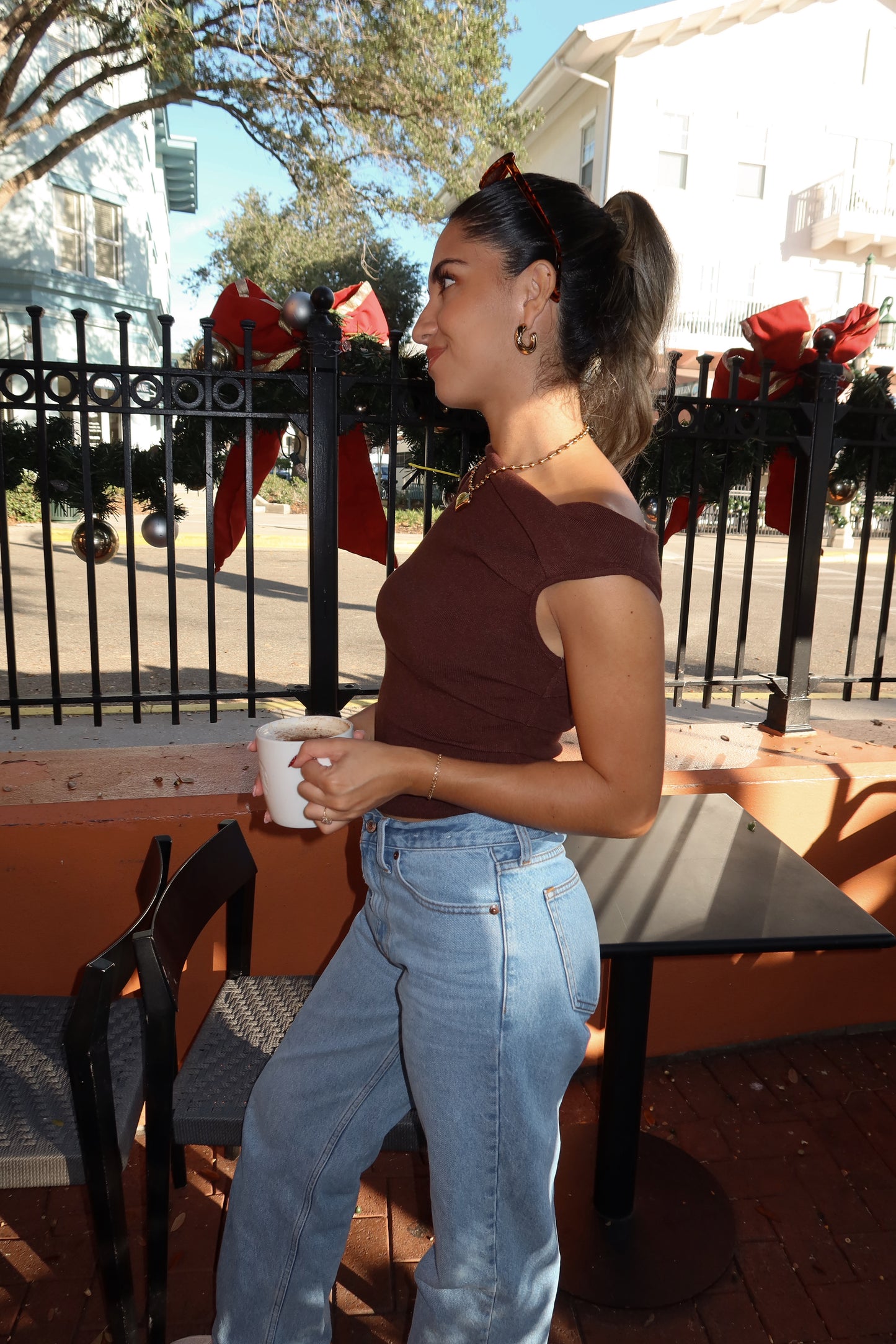 Cleo Off The Shoulder top- Cocoa