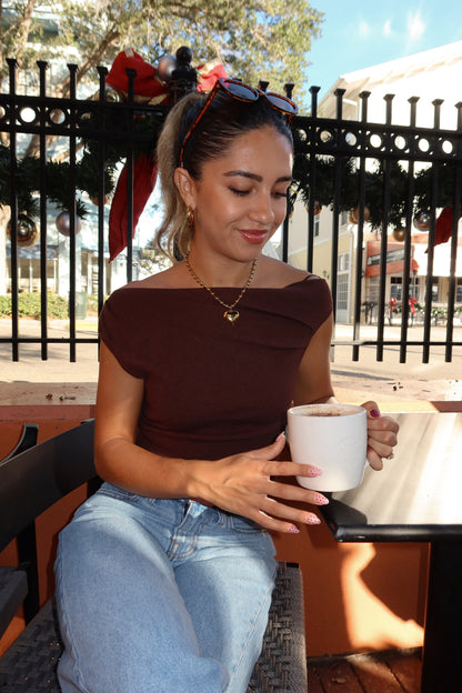 Cleo Off The Shoulder top- Cocoa