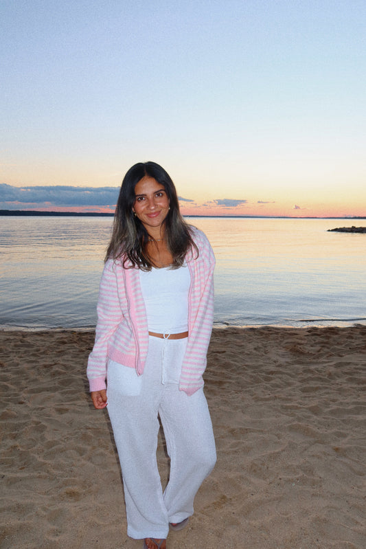 Rory Stripe Jacket- Baby Pink
