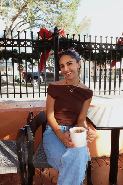 Cleo Off The Shoulder top- Cocoa