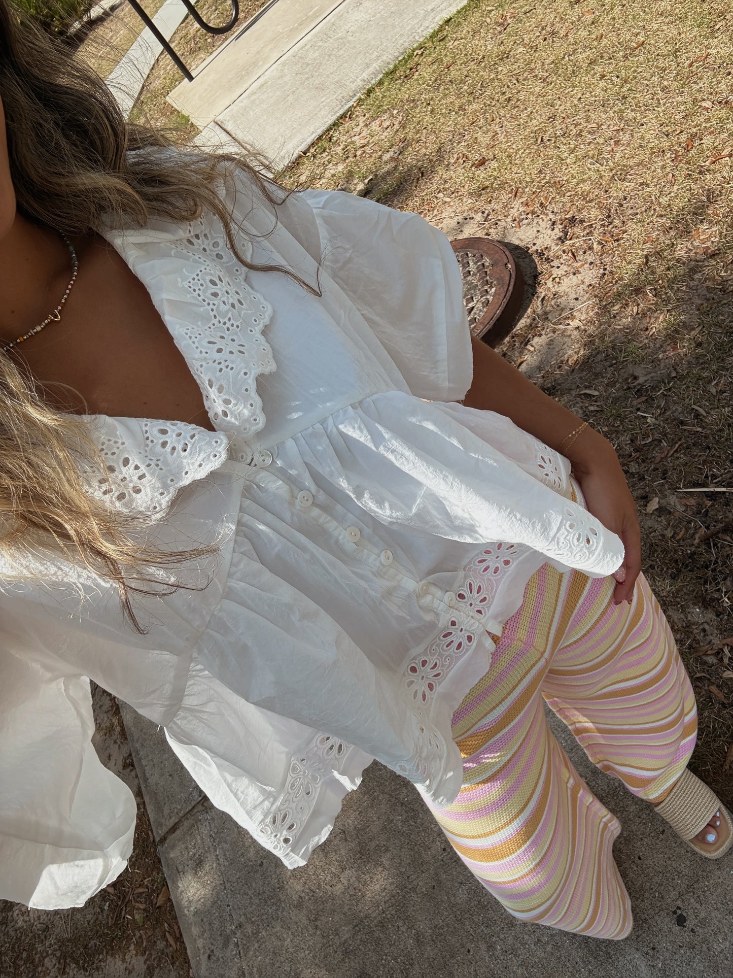 Hazel Eyelet Ruffle Top