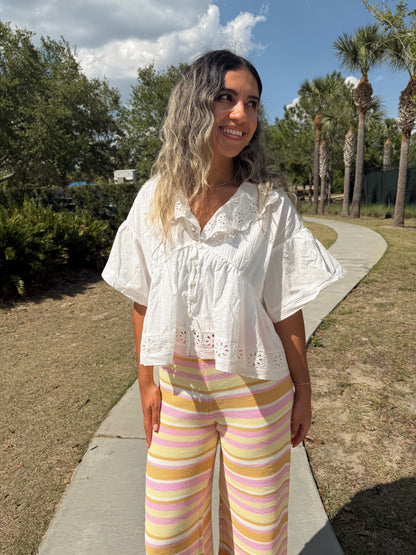 Hazel Eyelet Ruffle Top
