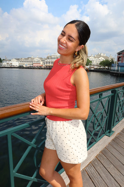 Alana Ribbed Top- Red