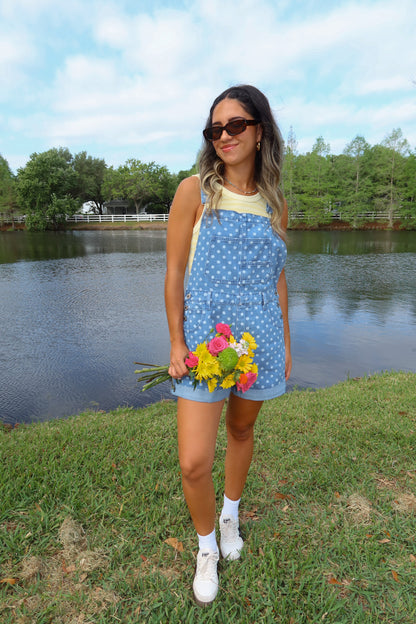 Indigo Polka Dot Overalls