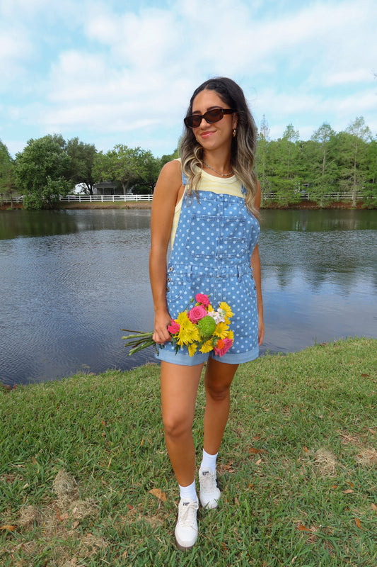 Indigo Polka Dot Overalls