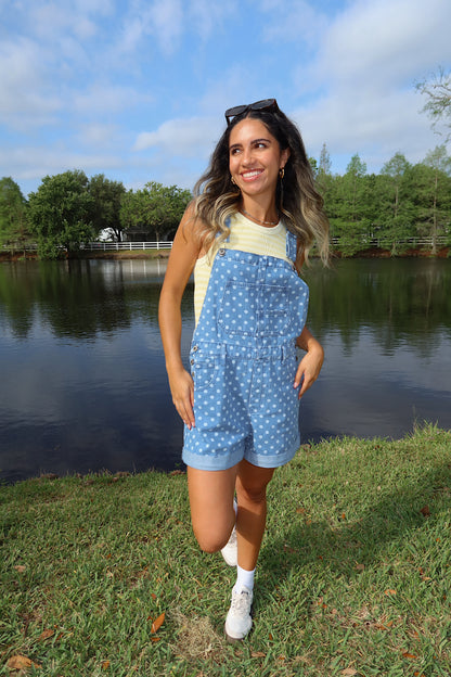 Indigo Polka Dot Overalls