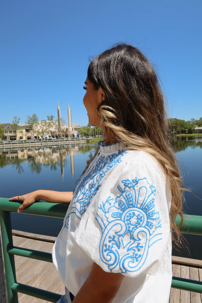 Santorini Embroidered Top