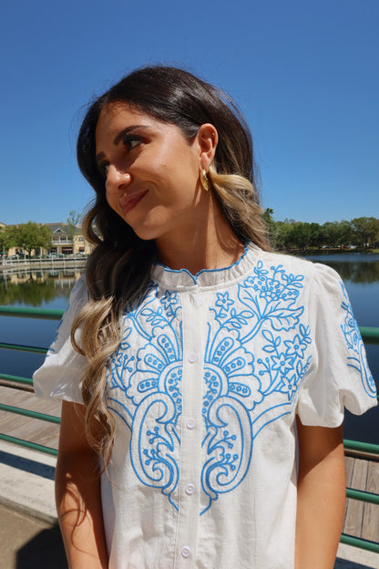 Santorini Embroidered Top
