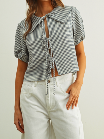 Monroe Gingham Tie Top