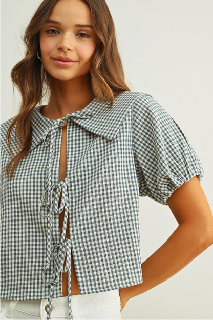 Monroe Gingham Tie Top