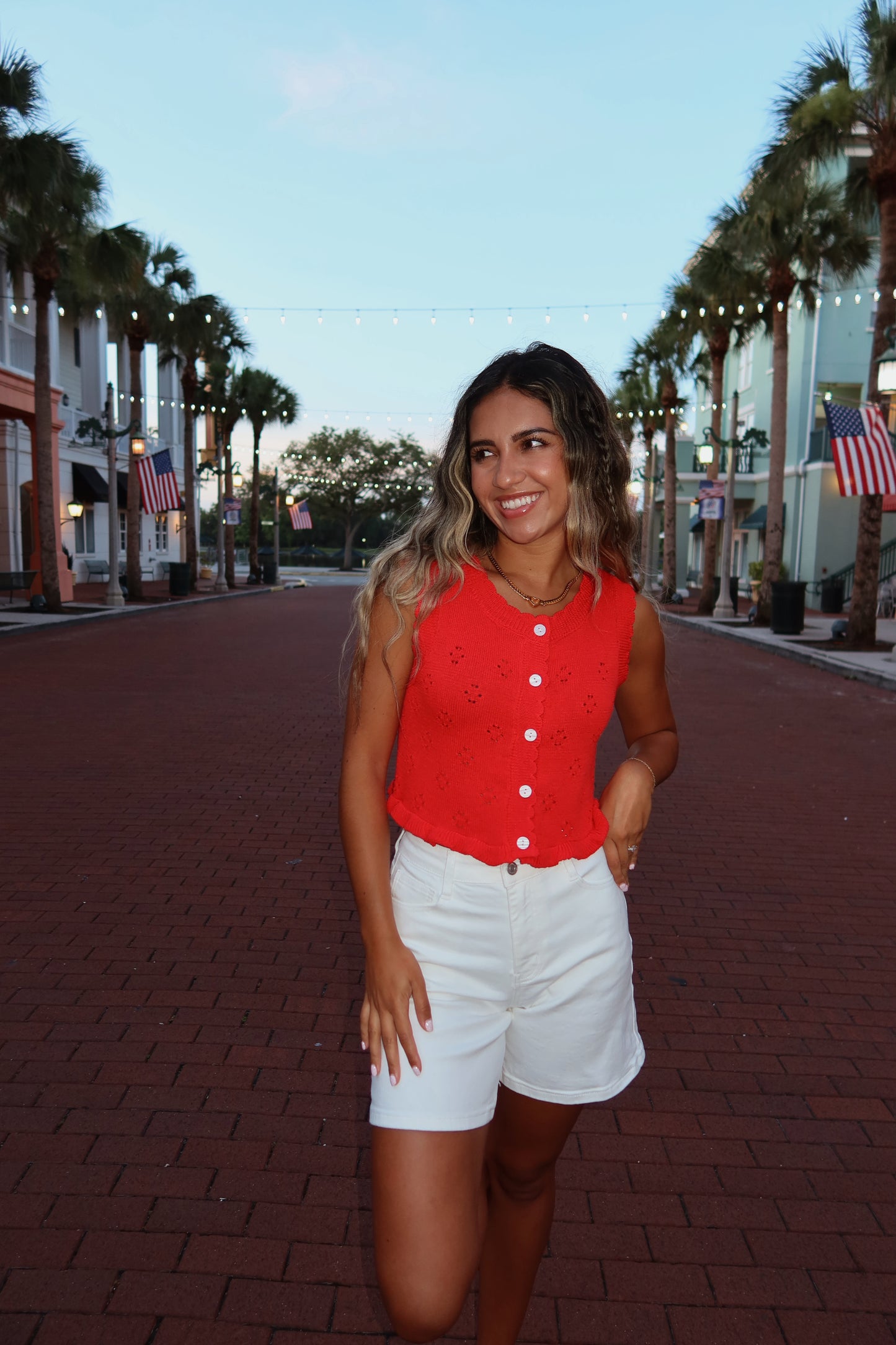 Coastal Breeze Tank-Red