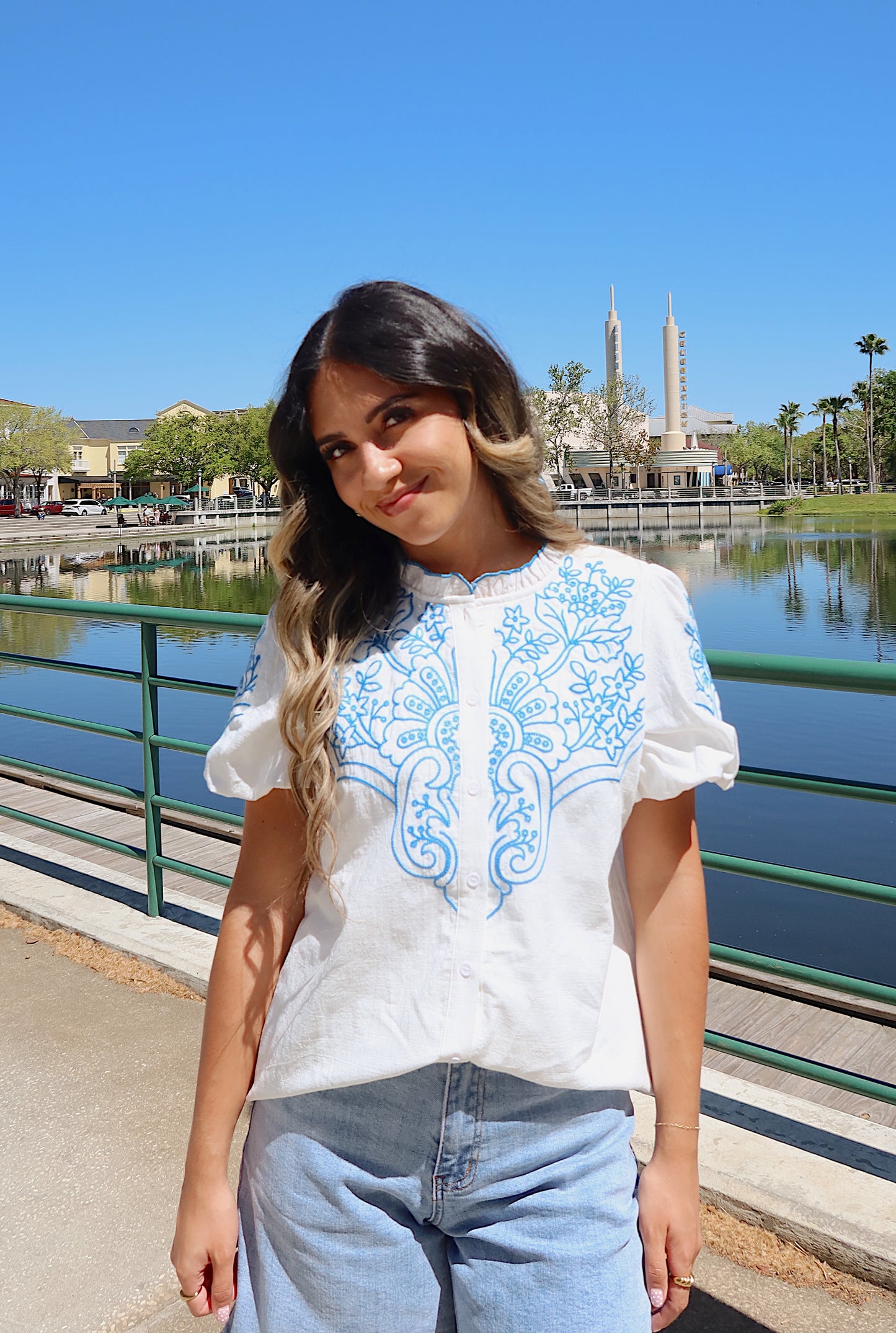 Santorini Embroidered Top