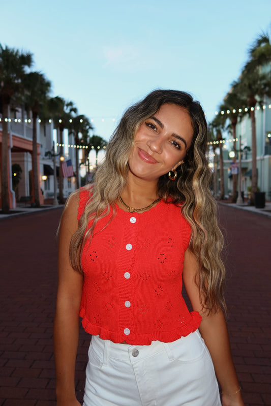 Coastal Breeze Tank-Red